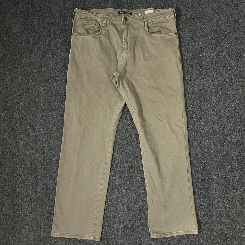 Mavi Jeans Matt Relaxed Straight Leg Mens 38x32 Olive Green Khaki Stretch Pants